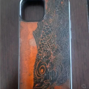 Authentic Fish wood Carved IPhone 13 mini case